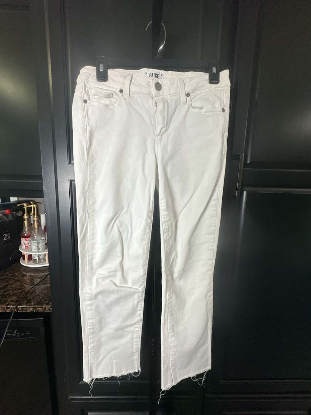 Paige Kylie Crop White Raw Hem Jeans #731